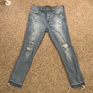 Express distressed stretch high waited jeans